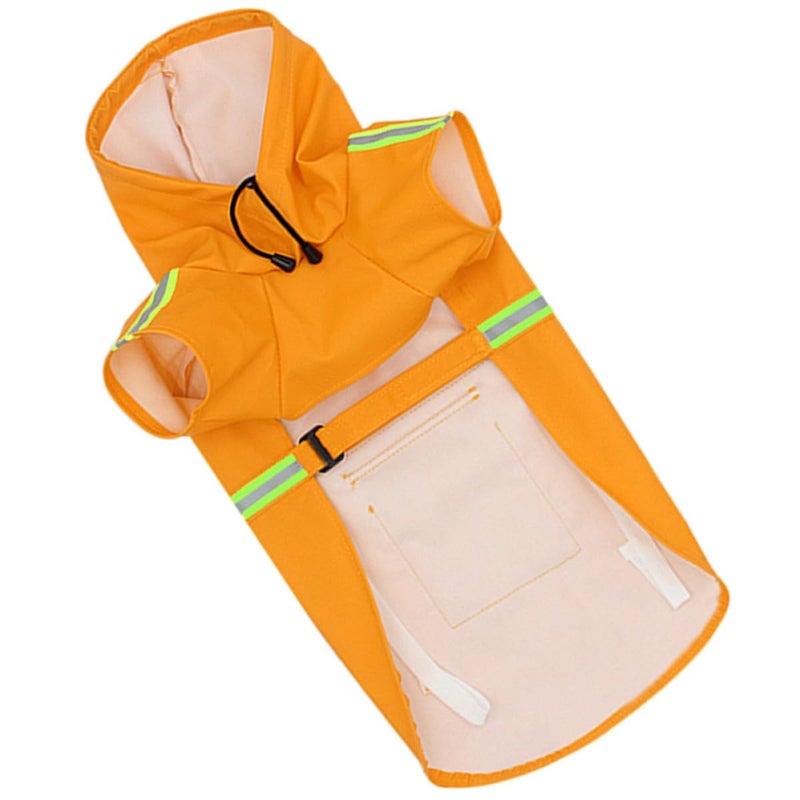 XL Orange Dog Rain Jacket Waterproof Adjustable Reflective Strap Lightweight Puppy Raincoat - Image 2