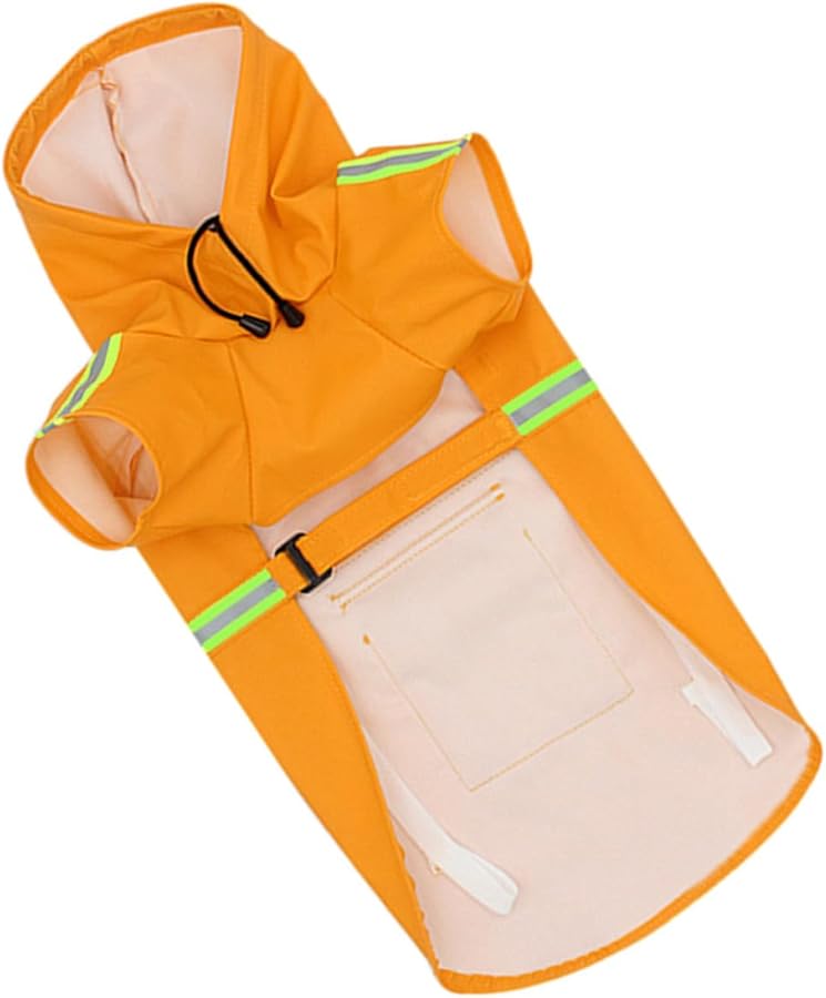 XL Orange Dog Rain Jacket Waterproof Adjustable Reflective Strap Lightweight Puppy Raincoat - Image 1