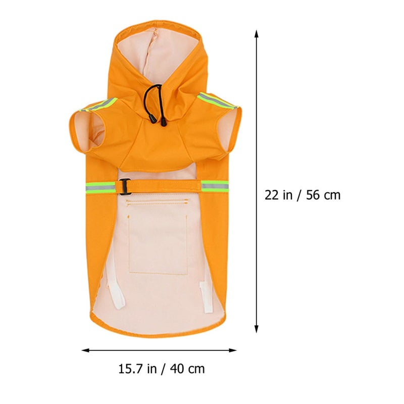 XL Orange Dog Rain Jacket Waterproof Adjustable Reflective Strap Lightweight Puppy Raincoat - Image 3