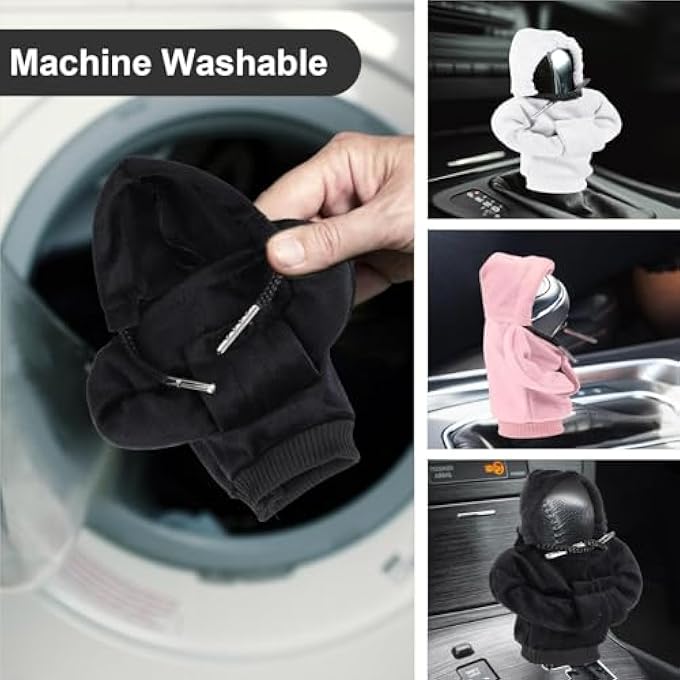 ريحني غطاء غطاء ناقل الحركة سترة ناقل الحركة الشامل للسيارة غطاء مقبض ناقل الحركة سترة مضحكة بغطاء رأس ناقل الحركة 47 بوصة ديكور واقي ناقل الحركة أسود وردي أبيض - Image 5