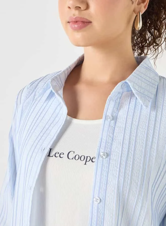Lee Cooper Lee Cooper Striped Shirt with Long Sleeves and Button Closure