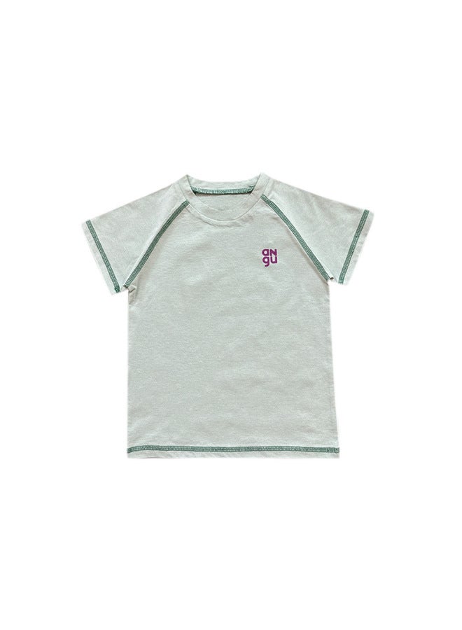 Children's Short-sleeved T-shirt  Summer New Girls' Color-contrast Letter Half-sleeved Children's Ming-line Design Short-sleeved Top