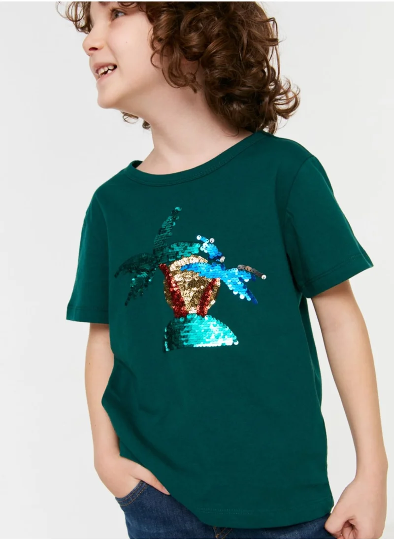 trendyol Kids Sequined Palm T-Shirt