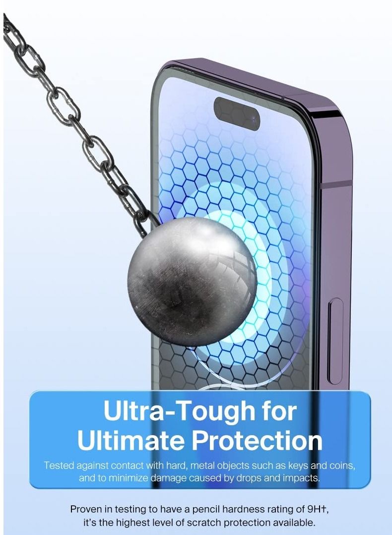 BORTONY Double Screen Protector for 14 Pro (6.1 inch) Premium HD Clear Tempered Glass Anti-Scratch Anti-Fingerprints Bubble-Free Ultra Resistant Compatible with Apple iPhone 14 Pro - Image 3