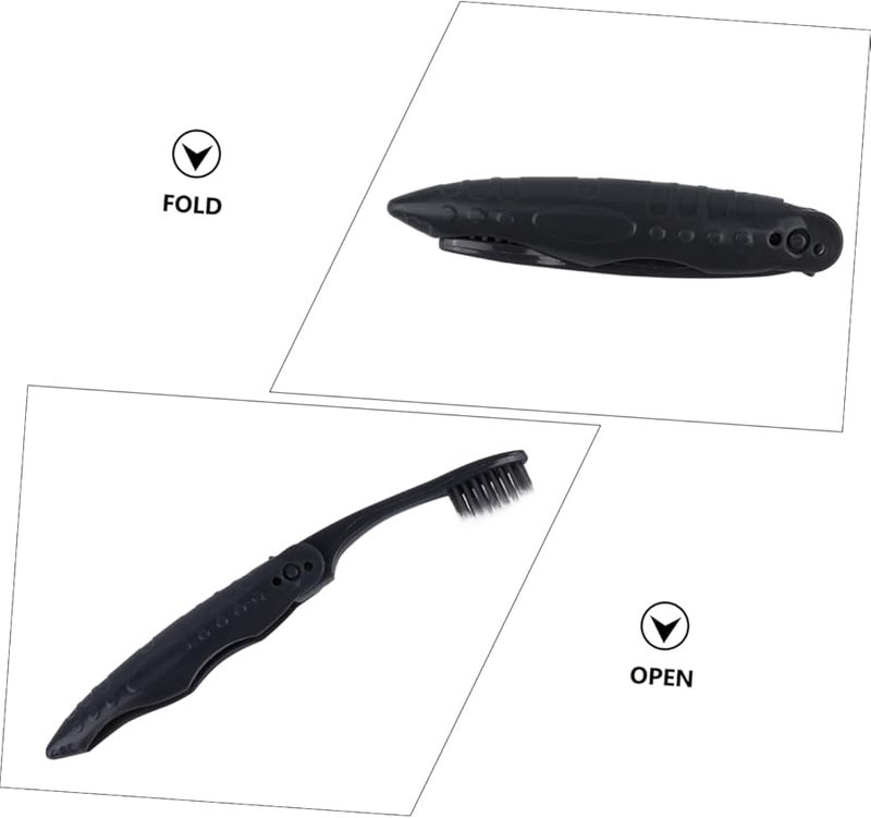 8PCS Portable Folding Travel Charcoal Toothbrush Soft Bristles for Camping Hiking Backpacking Gray - Image 5
