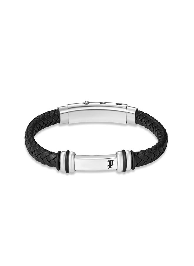 POLICE - Highbridge BraceletBraided Black Leather with Adjustable Stainless Steel ClipMen's Rugged and Refined  Style - Image 1