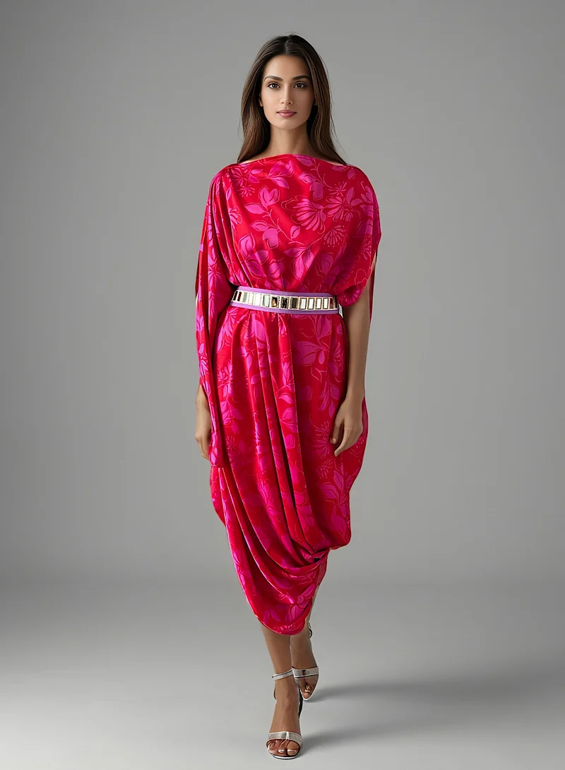 ECSTACY Printed Drape Dress