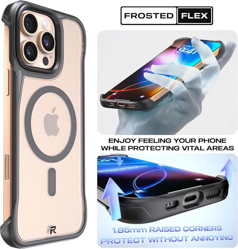 Rebel iPhone 16 Pro Max Clear Case [Frosted Flex Series] Exposed Sides for Comfort, Strong MagSafe Compatible, Matte Texture, Protective Shockproof, Upgraded Frameless Cover, 6.9 Inch Phone 2024 - Image 2