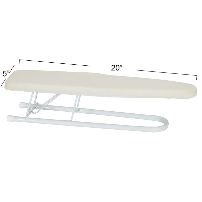 Household Essentials Basic Sleeve Mini Ironing Board | Natural Cover and White Finish | 4.5" x 20" Ironing Surface - Image 2