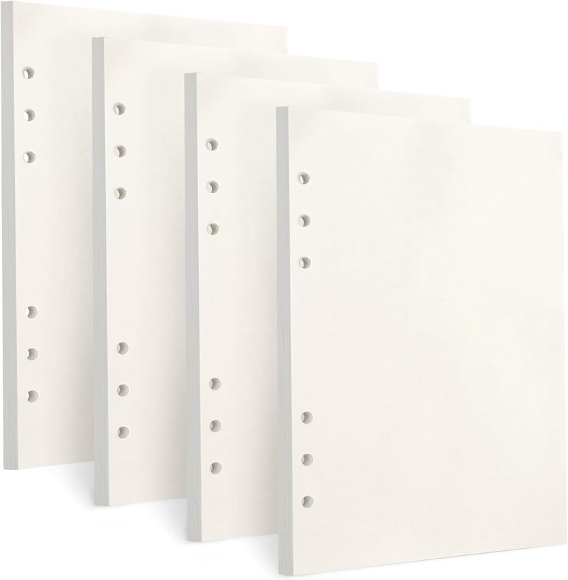 Toplive A5 Refill Paper, [4 Pack] 100GSM Thick 6 Hole Filler Inserts for 6 Ring Binder Journal Notebook - 180 Sheets (360 Pages), Blank - Image 1