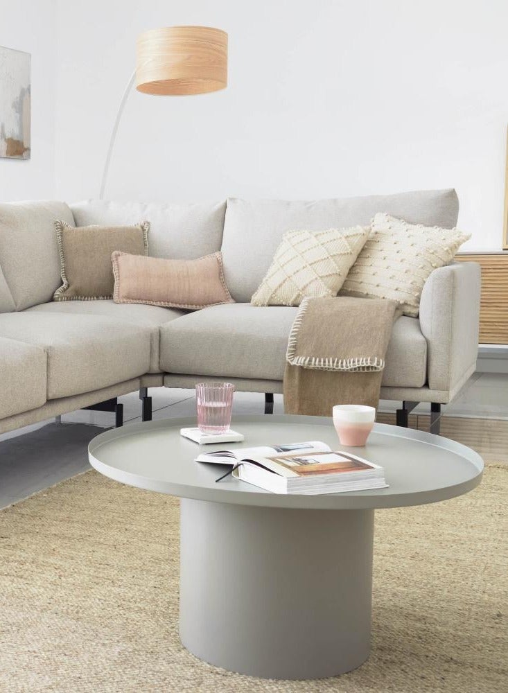 لوفت فليسكا، طاولة قهوة مستديرة، طاولة بجانب السرير، أثاث طاولة أريكة مصنوع من المعدن، D72X36، رمادي، معدن LH0160R03 - Image 1