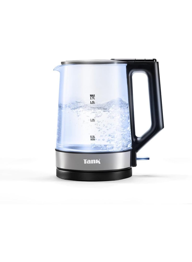 Tank Glass Kettle, 1.7L Capacity, 1850 Watts, Black, KG-2318B - 2 Year Warranty