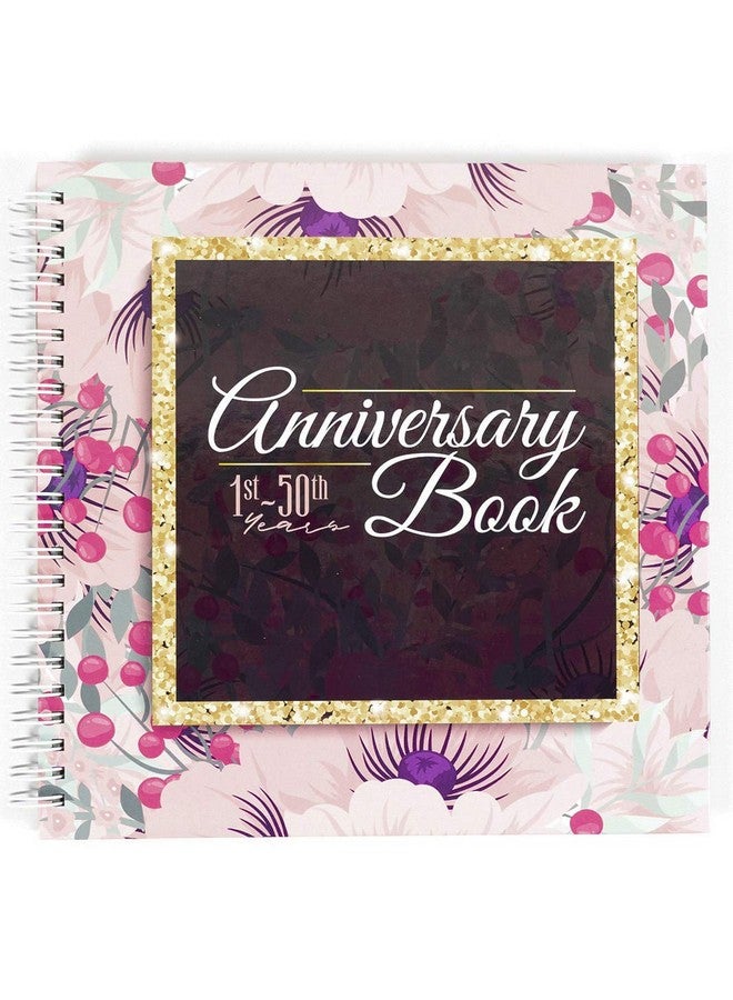 أنكونديشينال روزي كتاب الذكرى السنوية - ألبوم ذكريات الزفاف ذو الغلاف المقوى لتوثيق ذكرى الزواج من السنة الأولى إلى الخمسين - كتاب ذكريات الذكرى السنوية - كتاب ذكرى سنوية للزوجين باللون الوردي - Image 1