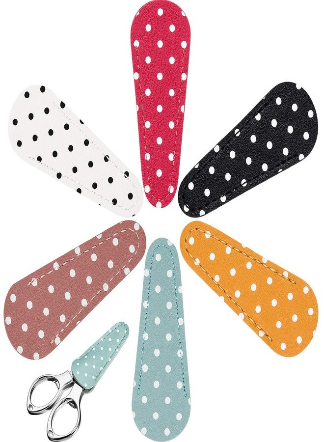 Mudder 6 Pieces Embroidery Scissors Sheath Polka Dot Scissors Protective Cover Leather Sheath for Embroidery Sewing Quilting Crafts - Image 1