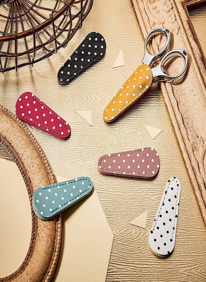 Mudder 6 Pieces Embroidery Scissors Sheath Polka Dot Scissors Protective Cover Leather Sheath for Embroidery Sewing Quilting Crafts - Image 4
