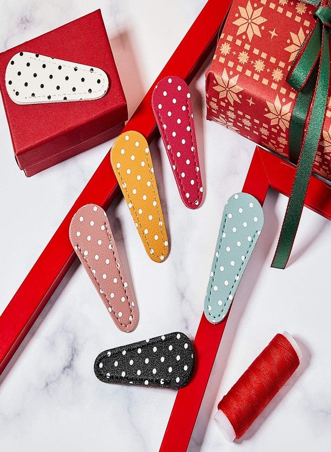 Mudder 6 Pieces Embroidery Scissors Sheath Polka Dot Scissors Protective Cover Leather Sheath for Embroidery Sewing Quilting Crafts - Image 5