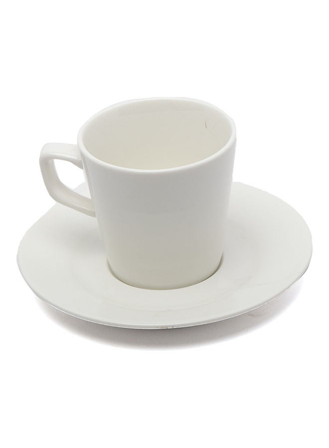 NIBEMINENT Elegant Tea Mug With Plate White 200ml - Image 1