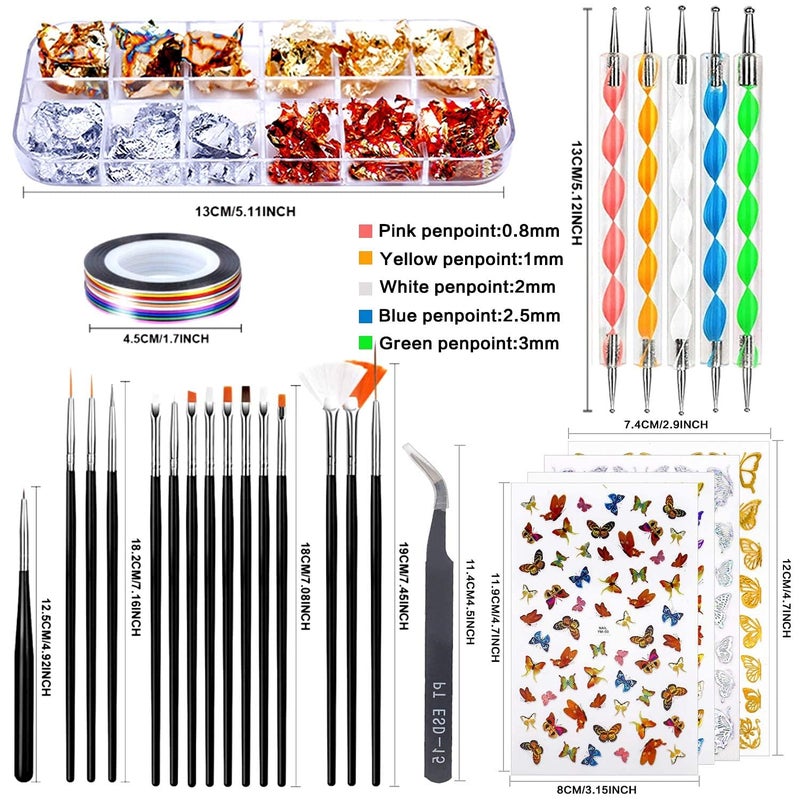 INOG Nail Art Stamping Kit 3D Nail Art Tools with Pen Brush Painting Polish Design Kit Nail Art Stickers Nail Foil Tape Strips and Nails Art Rhinestones - Image 2