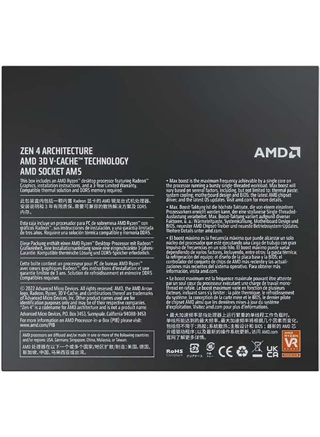 AMD Ryzen 7 7800X3D AM5 Desktop Processor with AMD Radeon Graphics, 8 Cores & 16 Threads, 5 GHz Max Boost Clock, 8MB L2 & 96MB L3 Cache, DDR5 Memory & 128GB Max Capacity - Image 4