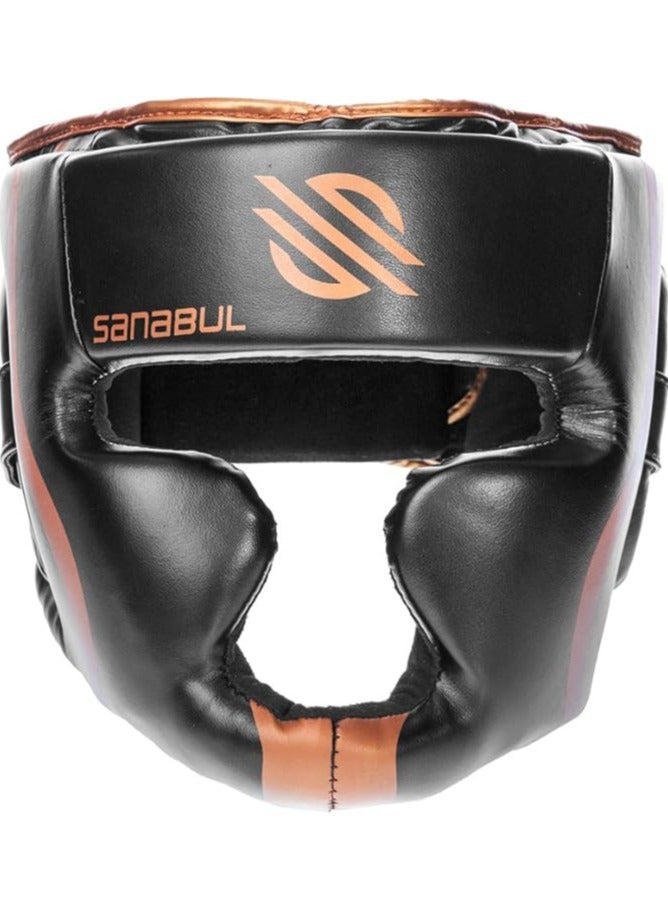 Sanabul  Essential Boxing Headgear for Men & Women | Muay Thai and MMA Headgear | Sparring Headgear | Boxing Head Gear with Full Face Coverage (Copper, S/M)  - Image 1