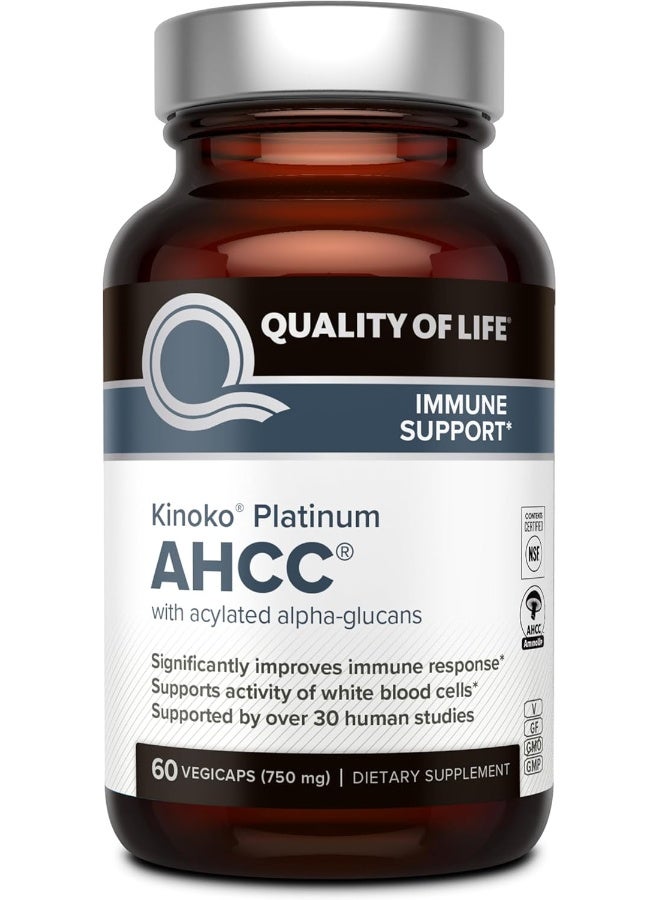 Quality of Life Labs Kinoko Platinum Ahcc Immune Support 60 Vegetarian Supplement - Image 1