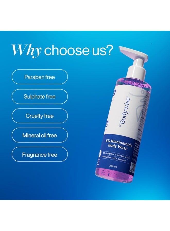 Be Bodywise 5% Niacinamide Body Wash | Body Wash for Oily Skin, Uneven Skin Tone & Body Acne | With Oat Extract & Aloe Vera | 250ml - Image 5