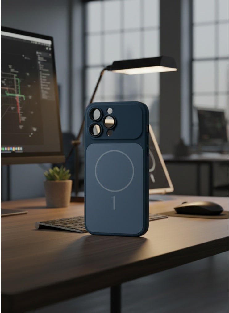 general Premium Skin Feel MagSafe Compatible Case for iPhone 14 Pro Max – Ultra-Slim Shockproof Matte Finish Cover with Built-in Camera Lens Protection (Blue) - Image 5