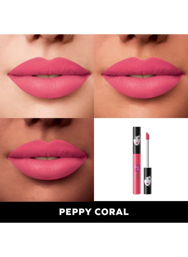 إل 18 لون الشفاه السائل غير اللامع Elle 18 Peppy Coral - Image 4