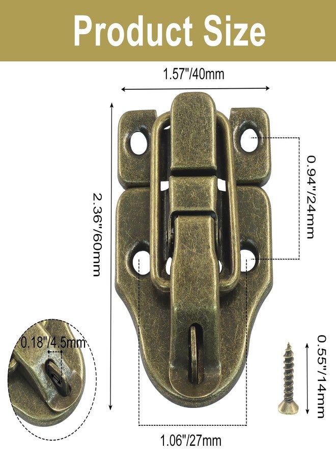 Rierdge 2 Pack Metal Toggle Latch - Duckbilled Hasp Catch with Padlock Hole for Jewelry Box, Cabinet, Toolbox, Case & DIY Crafts(Bronze) - Image 3