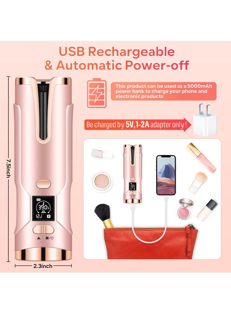 Curling Iron Cordless Auto Hair Curler Wireless Rotating Curling Iron with 6 Temps & Timer, Portable Rechargeable Ceramic Barrel Hair Wave Wand Fast Heating Spin Curling Irons for Styling - Image 3