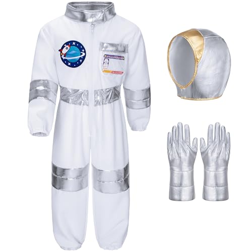 Irtysh Kids Astronaut Costume Flight Jumpsuit Halloween Cosplay Costume With Helmet Gloves Role Play Costume SetM - Image 1