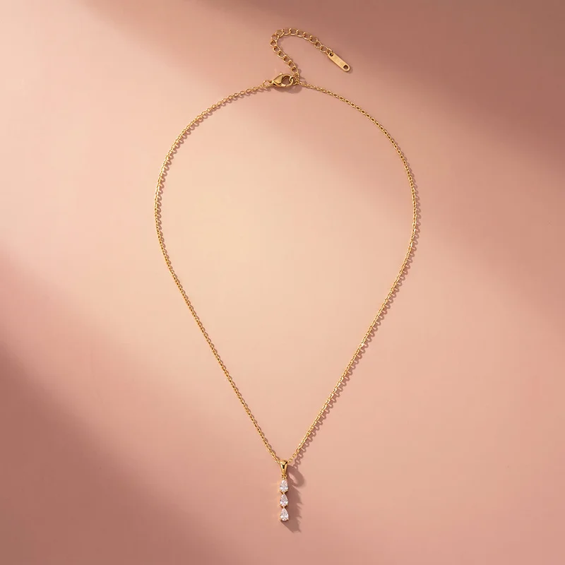 Palmonas  18K Gold Tone Plated Trio Spark Accent Pendant Necklace For Women - Waterproof & Anti-Tarnish for Women | Best Price UAE