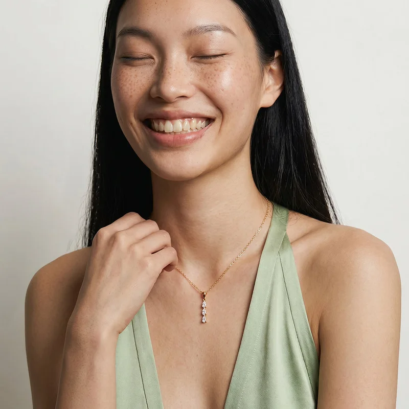 Palmonas  18K Gold Tone Plated Trio Spark Accent Pendant Necklace For Women - Waterproof & Anti-Tarnish for Women | Best Price UAE