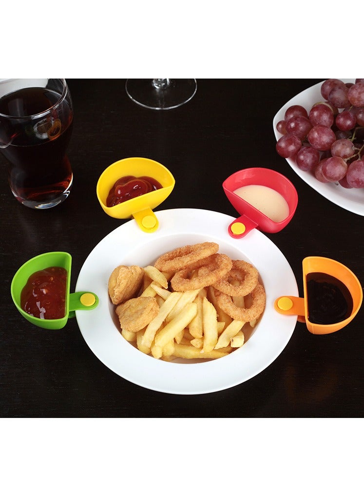 4-piece potato chip dipping set - children's snack time cup, used for dipping sauce, parties, picnics, easy cleaning - colored clip on dipping bowl, used for controlling portion size, food separation, and dining out  - Image 5