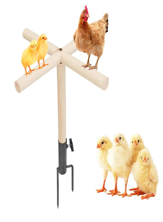 Neeenn Chicken Perch for Coop, Wooden Chick Perch Stand with Metal Ground Plug, Chicken Coop Backyard Poultry Accessories, Suitable for Poultry Rooster Chicks Large Bird Parrot - Image 1