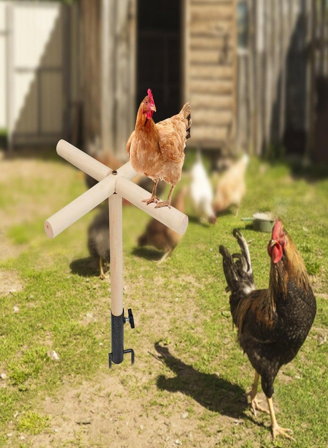 Neeenn Chicken Perch for Coop, Wooden Chick Perch Stand with Metal Ground Plug, Chicken Coop Backyard Poultry Accessories, Suitable for Poultry Rooster Chicks Large Bird Parrot - Image 3