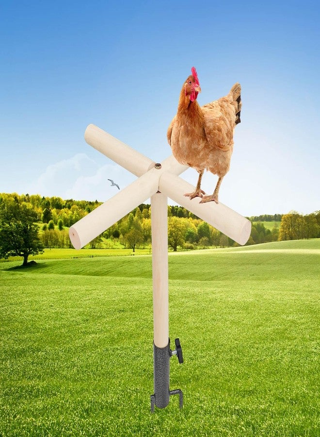 Neeenn Chicken Perch for Coop, Wooden Chick Perch Stand with Metal Ground Plug, Chicken Coop Backyard Poultry Accessories, Suitable for Poultry Rooster Chicks Large Bird Parrot - Image 2