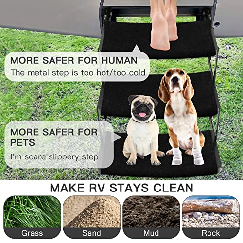 OKBA RV Step Covers,Camper Step Cover for 22 Inch RV Camper 8-10" Deep Radius Stairs Only - 3 Pack Black Stair Carpet - Image 3