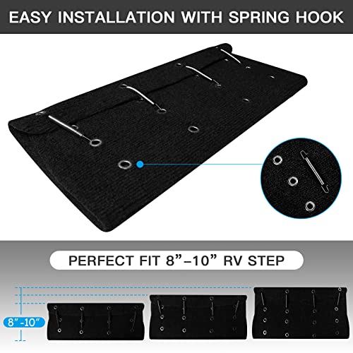OKBA RV Step Covers,Camper Step Cover for 22 Inch RV Camper 8-10" Deep Radius Stairs Only - 3 Pack Black Stair Carpet - Image 5