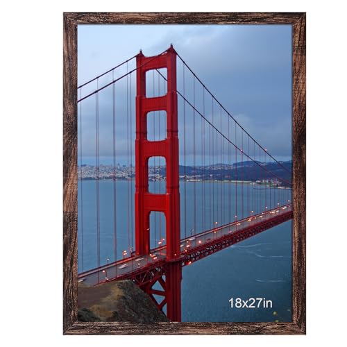 BESCRCL 18x27 Picture Frame Brown, Poster Frames Wall Hanging, Display Pictures 18 x 27 without Mat, 1 Pack - Image 1