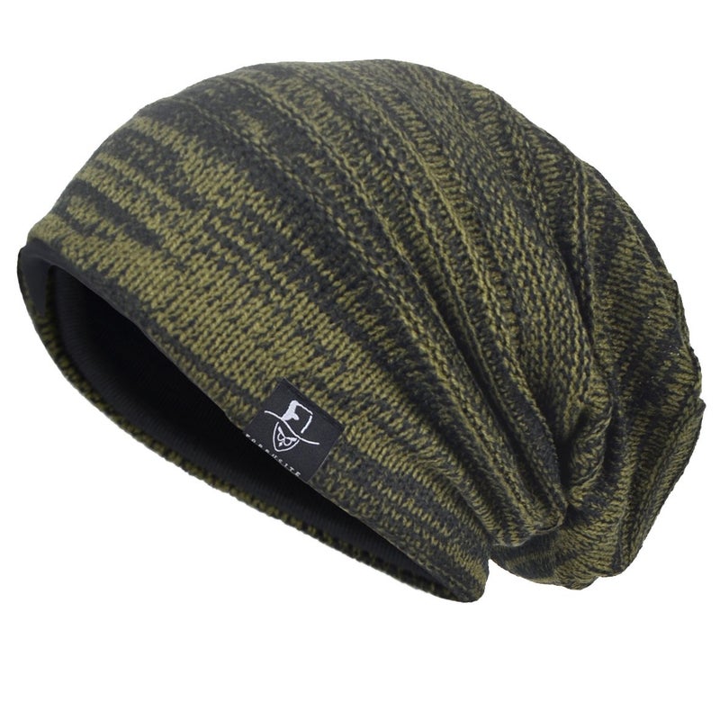 VECRY Men's Slouch Beanie Skull Cap Long Baggy Hip-Hop Winter Summer Hat (Twill-Green) - Image 5