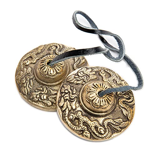 HIMALAYAN BAZAAR Tingsha Cymbals Bells - Easy To Play - Meditation Mindfulness Chime For Chakra Healing Sound Bath Dharma Gifts Handcrafted Tibetan By Himalayan Bazaar (Dragon Embossed) - Image 3