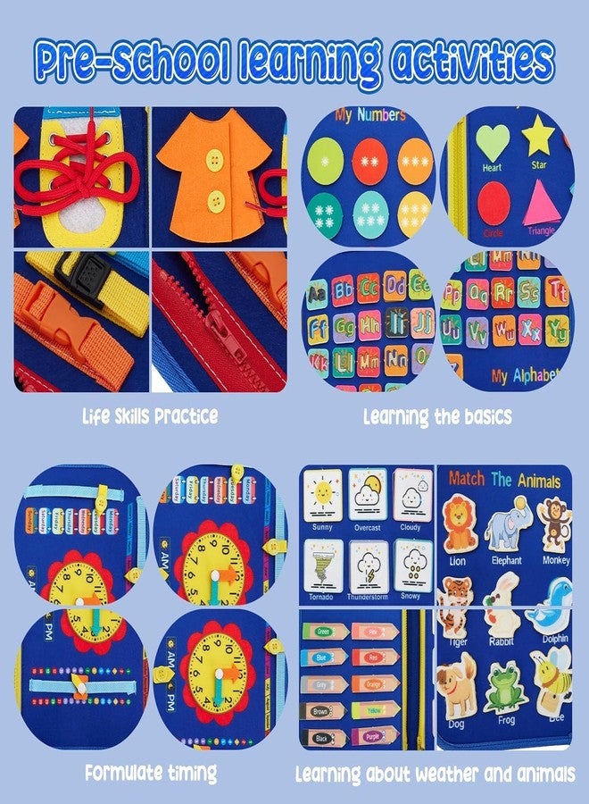 Qlect 12 in 1 Toddler Busy Binder & Busy Book for Toddlers 1-3 Years - Montessori Busy Board & Activity Book for Kids 2-4 - Engaging Toys for 2-3 Years - Educational Busy Book for Learning., Blue - Image 4