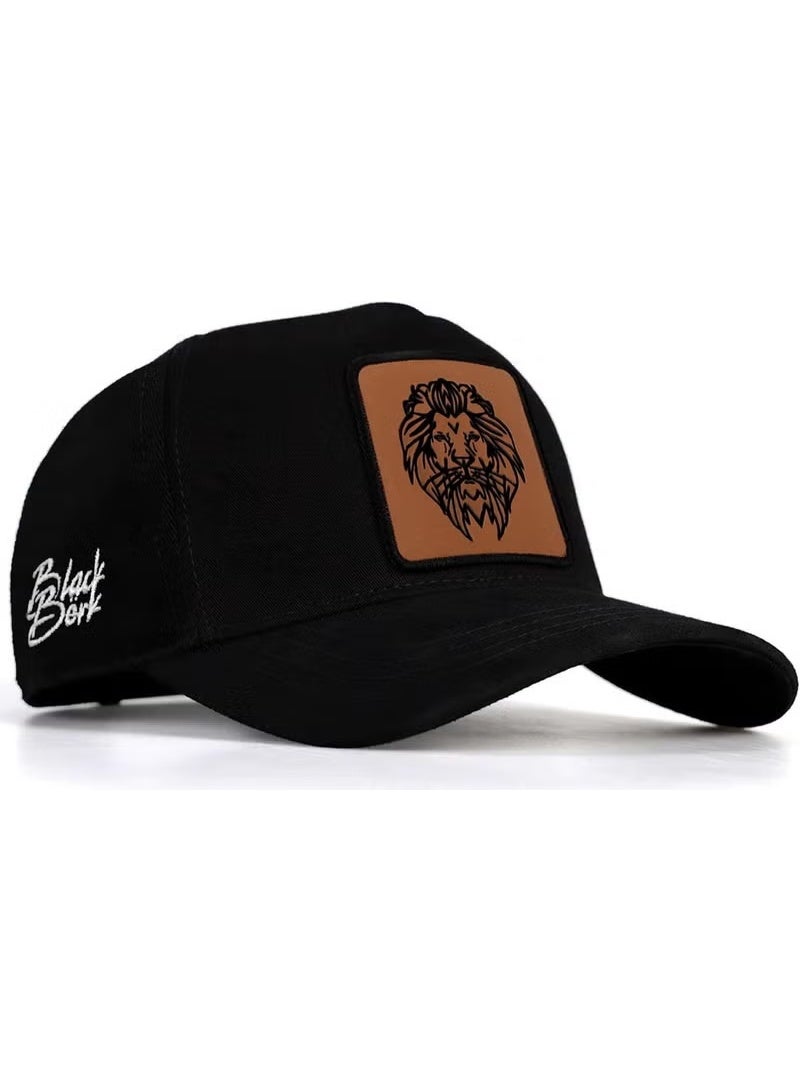 Black Börk Unisex Baseball Cap with Lion Logo - Black - Image 1