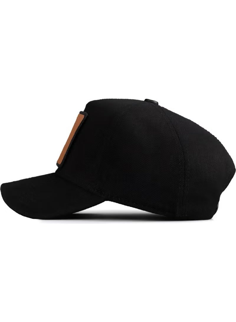 Black Börk Unisex Baseball Cap with Lion Logo - Black - Image 4