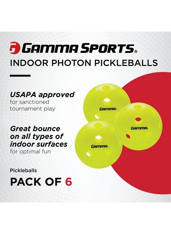 Gamma Gamma Photon Indoor Pickleballs Pack of 6, USAPA Approved, High-Visibility, Durable and Ultra-Balanced  - Image 2