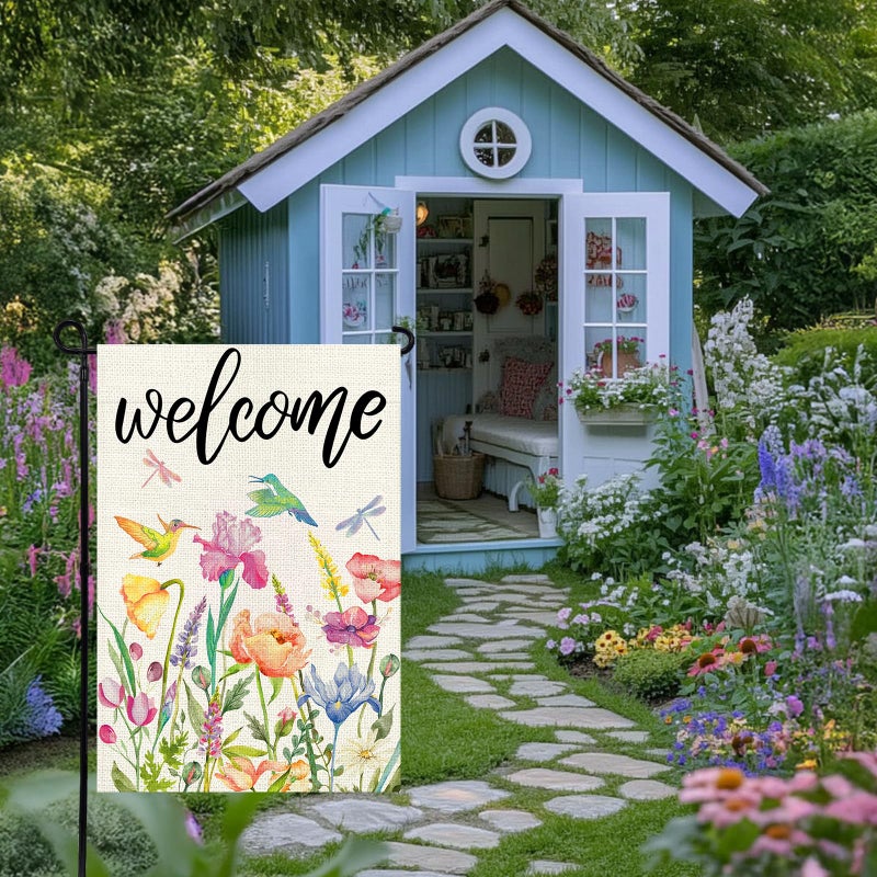 Agroon Spring Summer Garden Flag 12x18 Inch, Double Sided Colorful Flowers Birds Dragonflies Flag, Seasonal Yard Outdoor Decoration - Image 4