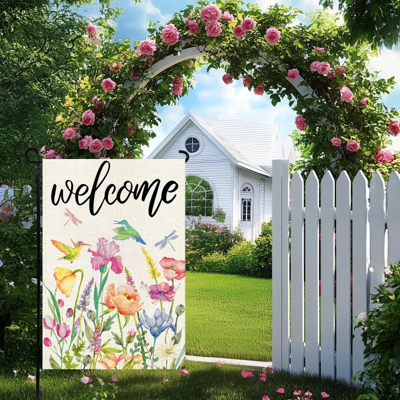 Agroon Spring Summer Garden Flag 12x18 Inch, Double Sided Colorful Flowers Birds Dragonflies Flag, Seasonal Yard Outdoor Decoration - Image 2