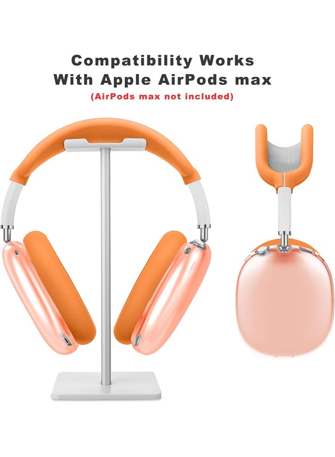 Silicone Case Cover for AirPods Max Headphones, Clear Soft TPU Ear Cups Cover/Ear Pad Case Cover/Headband Cover for AirPods Max (2024/2020) - Orange