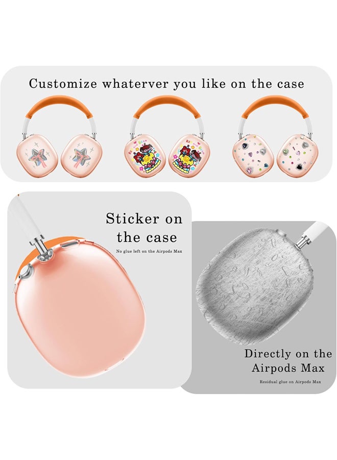 Silicone Case Cover for AirPods Max Headphones, Clear Soft TPU Ear Cups Cover/Ear Pad Case Cover/Headband Cover for AirPods Max (2024/2020) - Orange